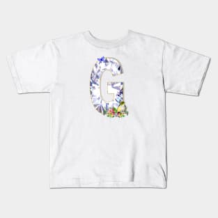 Name Initial Letter G and Silvereye Bird Kids T-Shirt